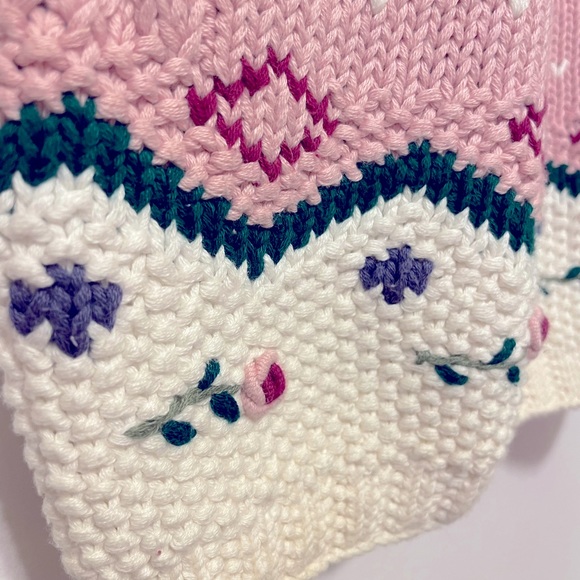 Vintage Nordic Fair Isle oversized knit sweater Canary Island Valentine - Picture 5 of 10